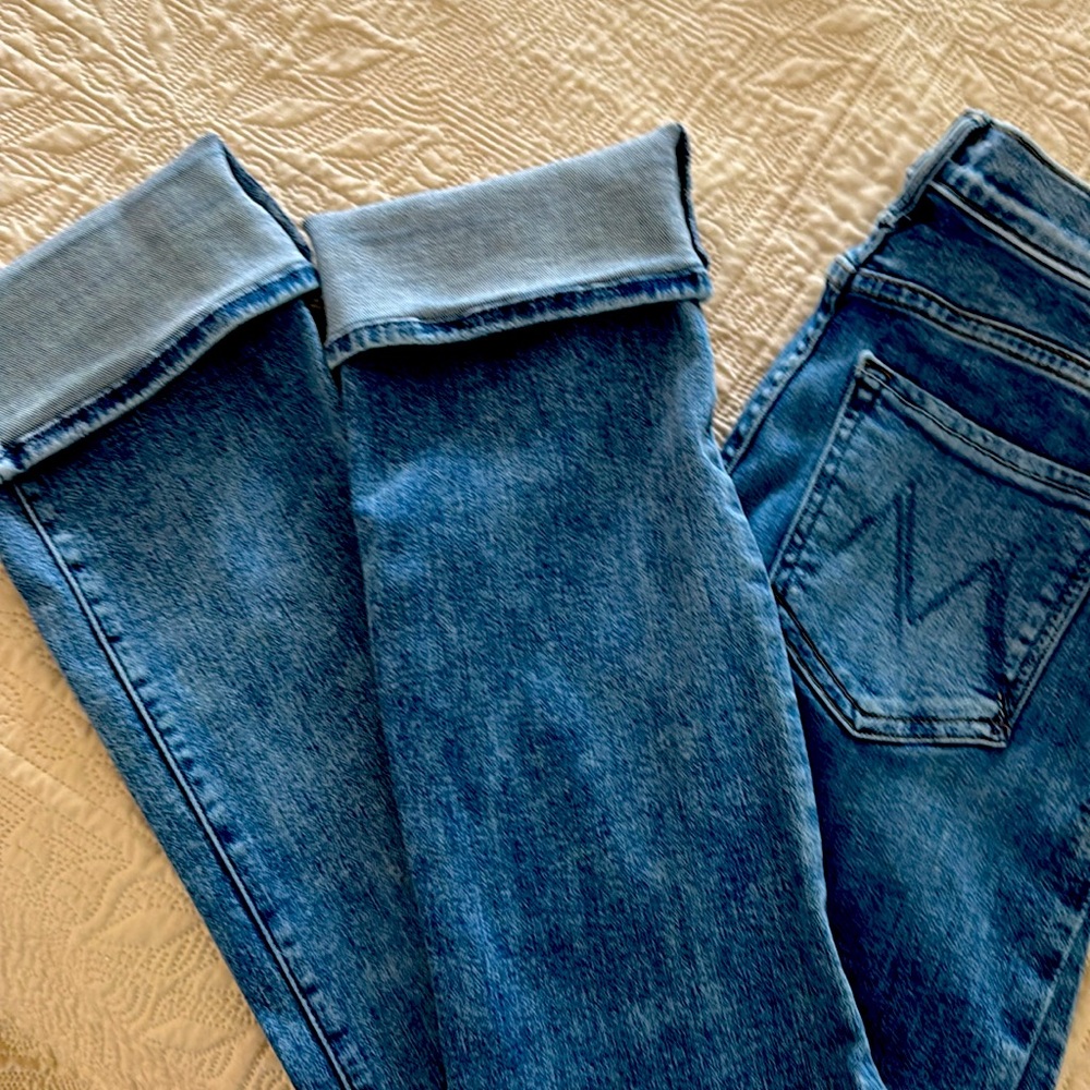 MOTHER Blue Straight Leg Jeans